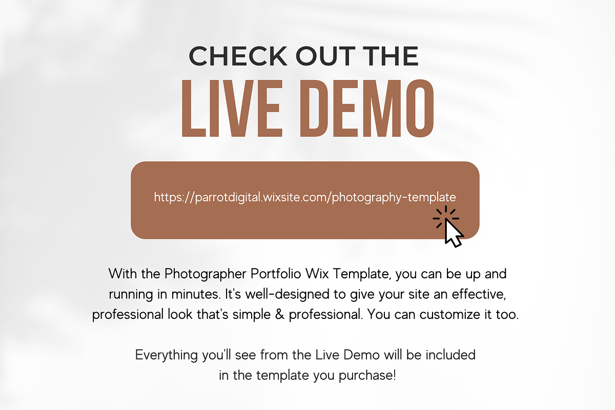 Photographer Portfolio Website (Wix), a Shopify Template by Parrot Designs (Photo 4 of 4)