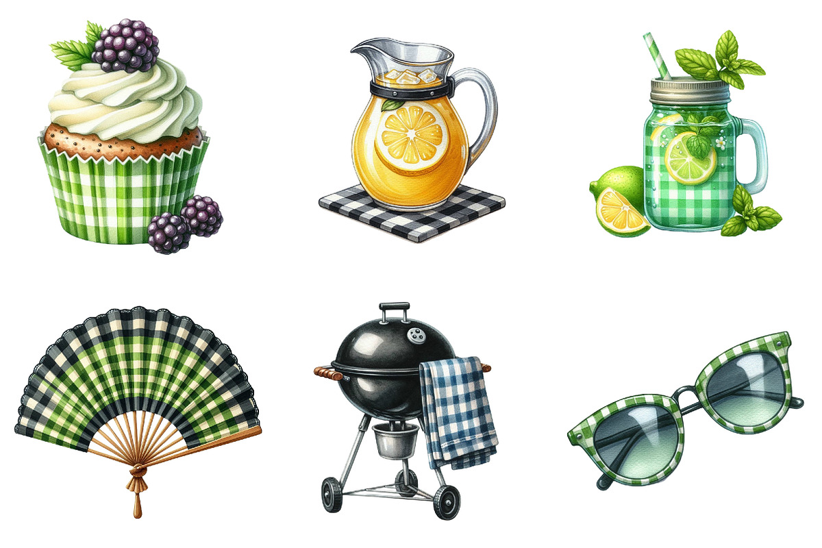 Black and Green Gingham Summer PNG, an Illustration by cherrydesign (Photo 2 of 4)