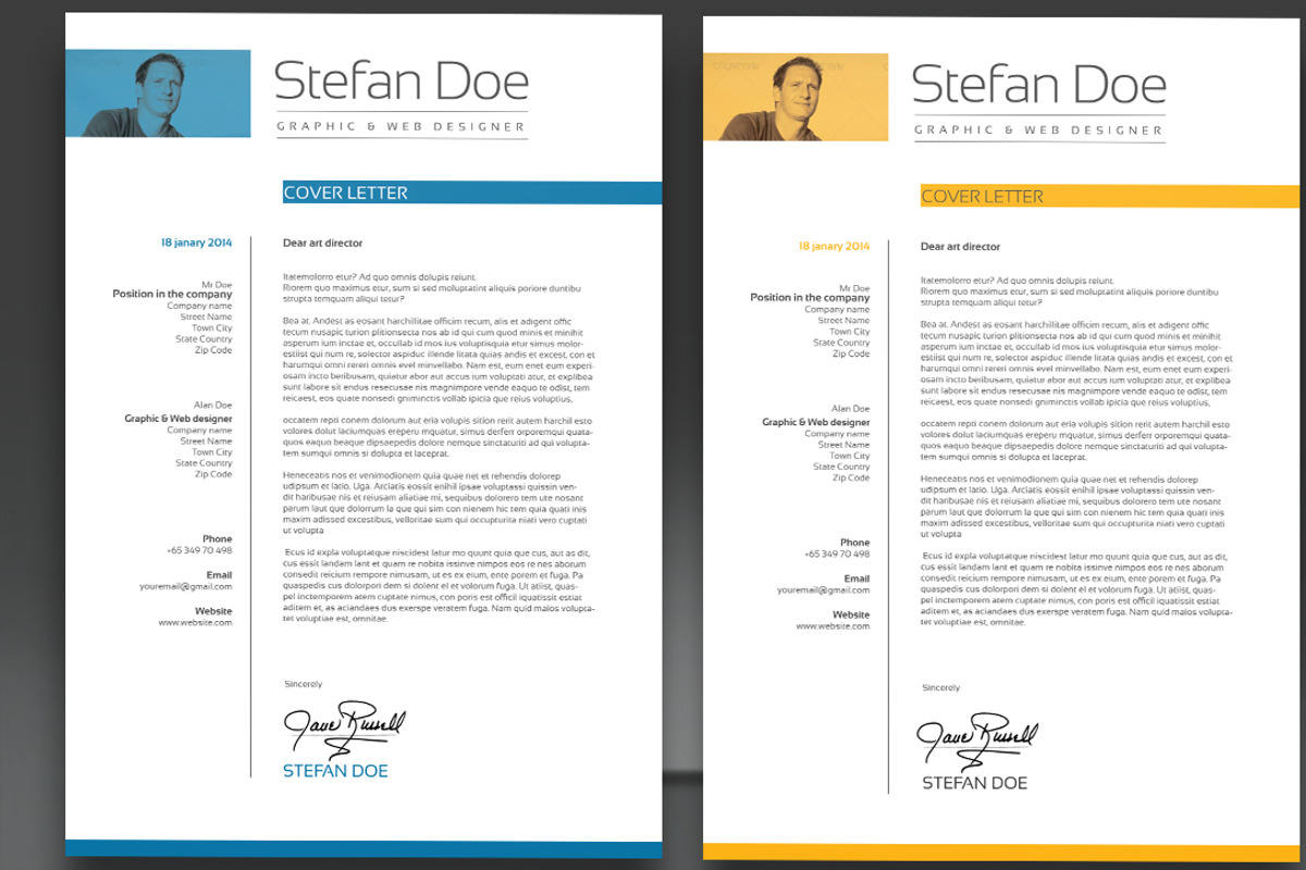 5 color Resume  & Cover, a Resume Template by sz81 (Photo 3 of 5)