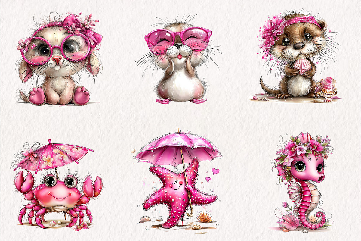Beach Animals Clipart PNG, an Illustration by CreationArt (Photo 7 of 7)