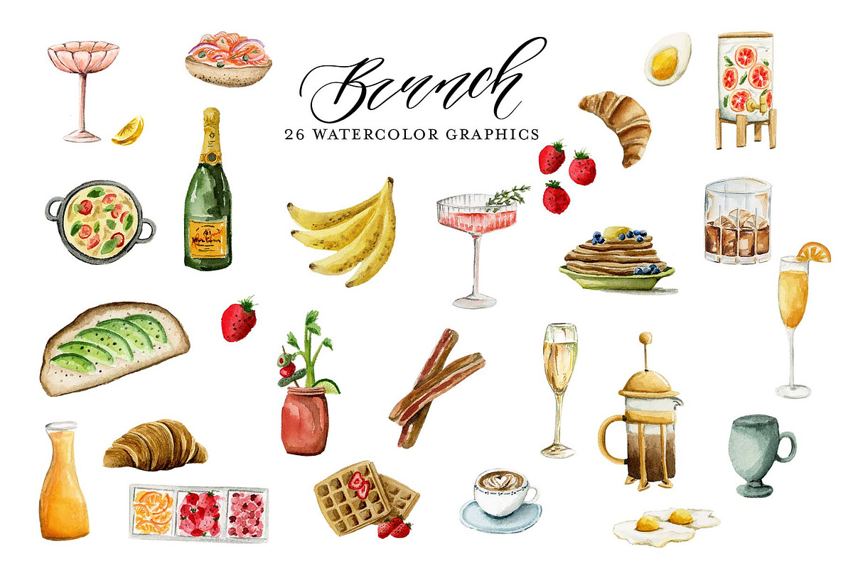 Brunch Watercolor Art, a Graphic by Lavender And Sea (Photo 1 of 3)