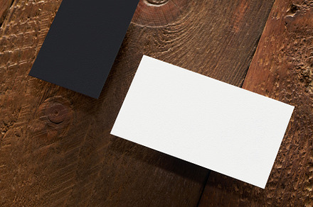 Modern business card mockup template on wooden background, a Business Photo by Asya Nurullina