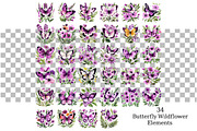 Watercolor Butterfly Wildflower Clip, a Seasonal Illustration by Daily.Designs (Thumbnail 3 of 5)