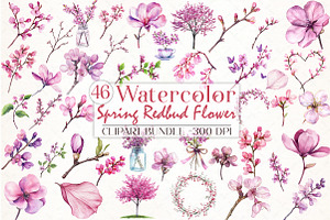 Spring Redbud Flower Clipart, an Illustration by Libby Wishes