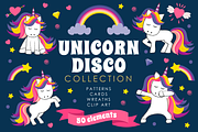 Unicorn Disco Collection - Clip Art, a Graphic by Miri Campbell (Thumbnail 1 of 8)