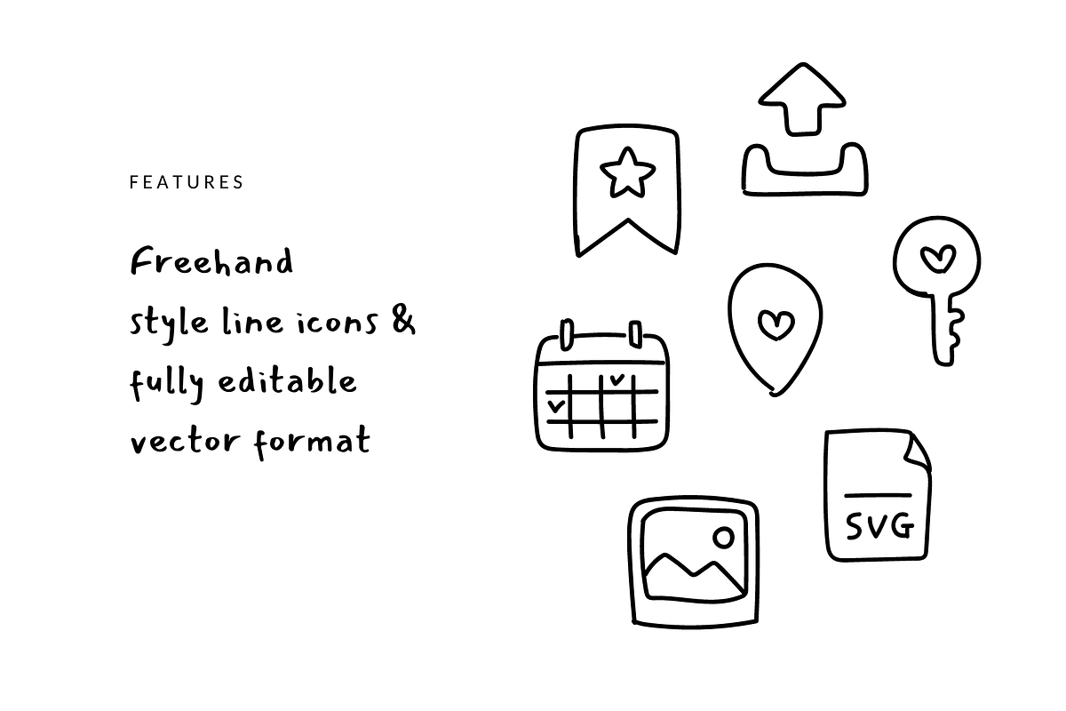 150 basic doodle icons, an Outline Icon by Pinkbrush (Photo 2 of 5)