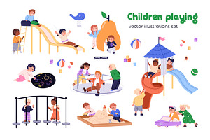Happy kids playing on playground set, a Person Illustration by Good Studio