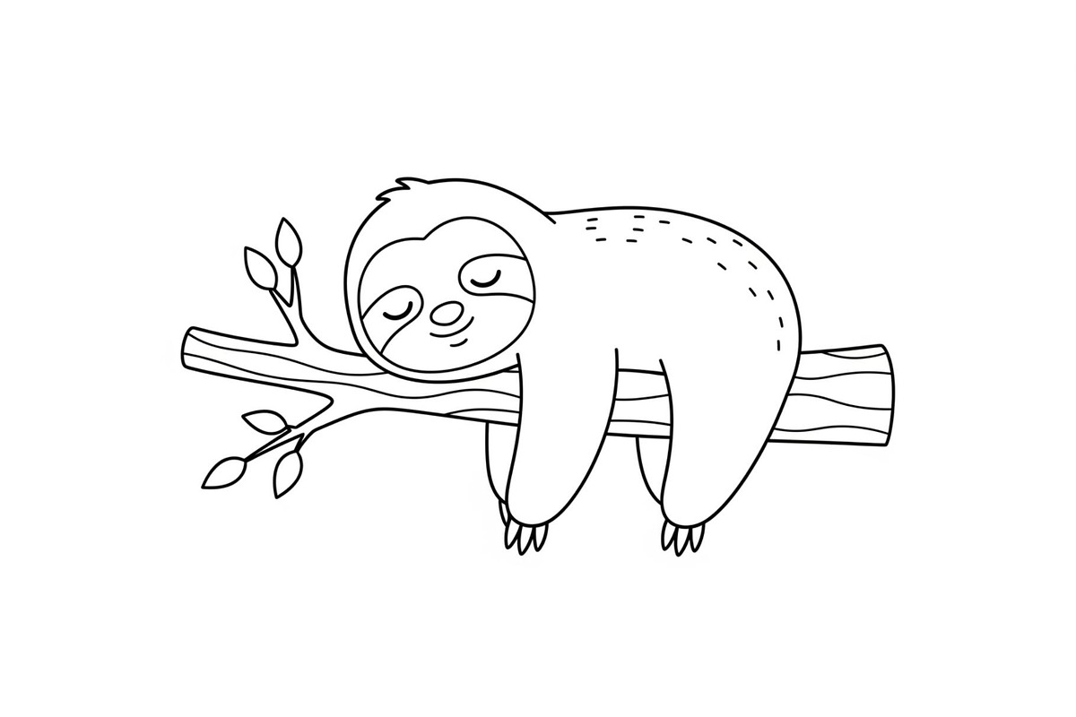 Cute Sloth Line Art Bundle, an Illustration by musafir_fashion (Photo 34 of 51)