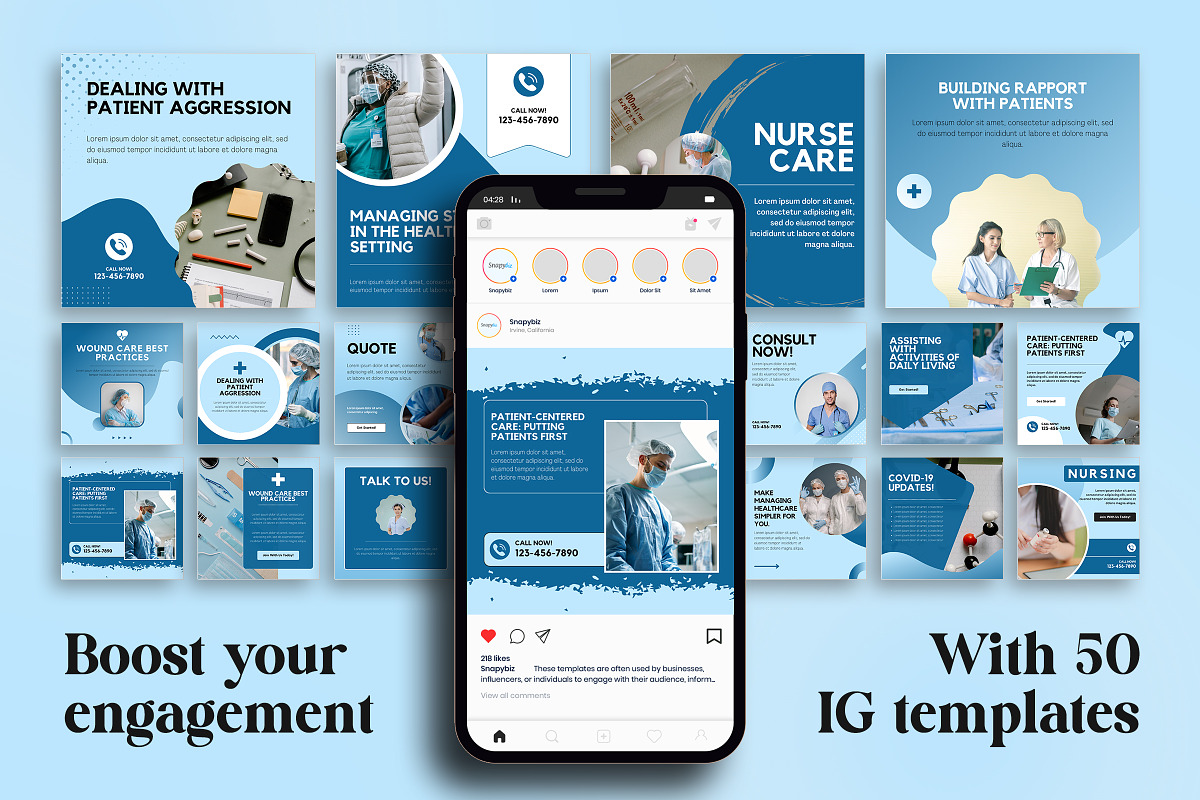 Nurse Instagram Canva Post Templates, a Social Media Template by Snapybiz (Photo 3 of 10)