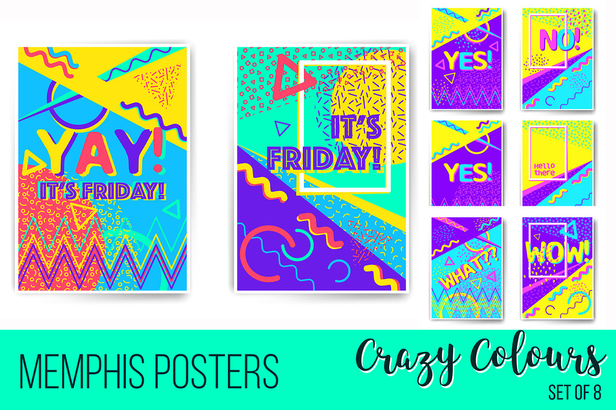 Poster Bundle, Memphis style, a Texture Illustration by OKart.studio (Photo 1 of 5)