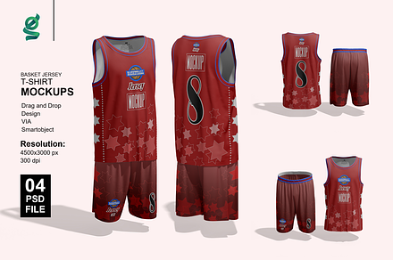 Basket Jersey T-Shirt Mockups, a Shirt Mockup by groens