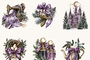 Watercolor Moonlit Christmas Clipart, a Seasonal Illustration by BusyDaydesign (Thumbnail 3 of 7)