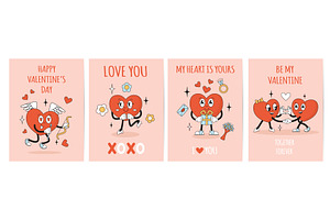 Valentines day groovy cards, an Object Illustration by Valerie Bodnar