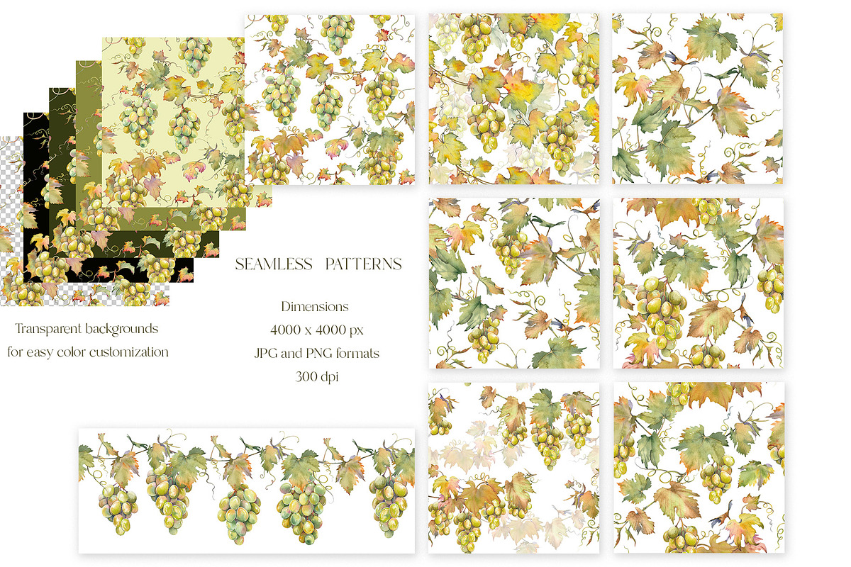 Watercolor Grapes Clipart Set, a Food Illustration by Jeanna Draw (Photo 8 of 12)