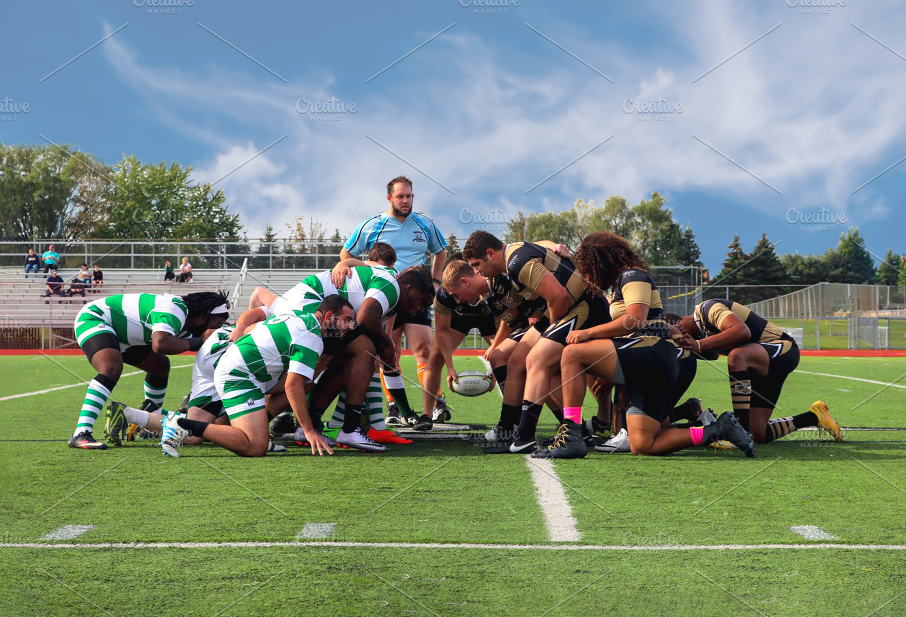 Rugby Players in Scrum, a Sports & Recreation Photo by Cordial Punch Press