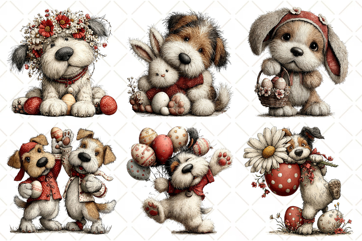 Whimsical Easter Dog Clipart, an Illustration by Black Bird Studio (Photo 4 of 6)
