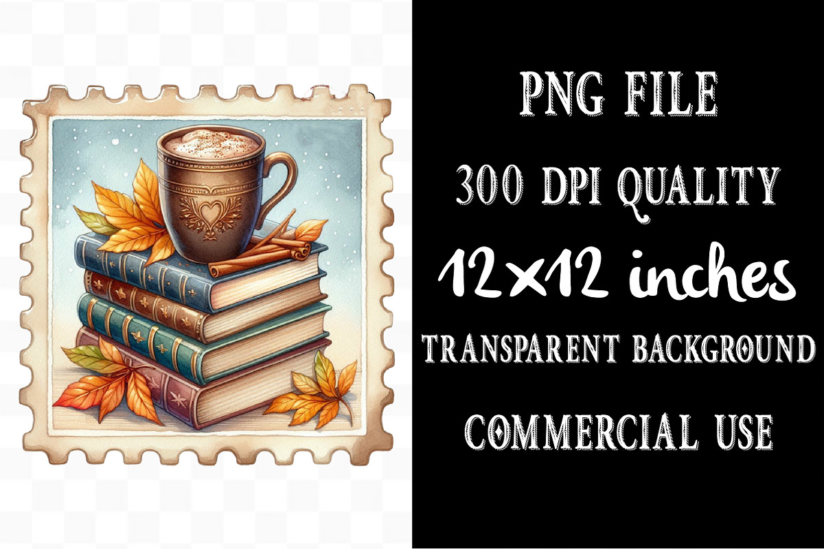 Watercolor Autumn Postage Stamp PNG, an Illustration by Designking (Photo 4 of 4)