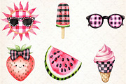 Black and Pink Gingham Summer Clipar, an Illustration by Libby Wishes (Thumbnail 4 of 7)