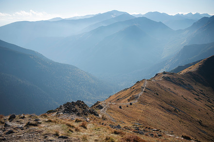 Mountain panorama of the Tatra Mountains from Kasprowy Wierch, a Nature Photo by Olena Rudo