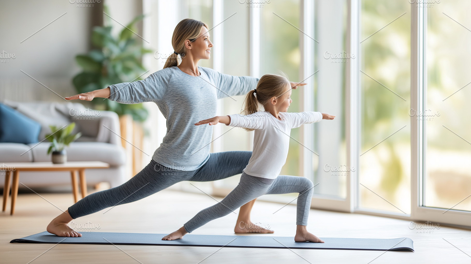 Mother and daughter practice yoga, a Sports & Recreation Photo by MistyDay