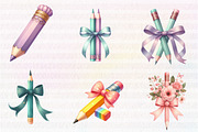 Coquette School Pencil Bow Clipart, an Illustration by CreationArt (Thumbnail 4 of 5)