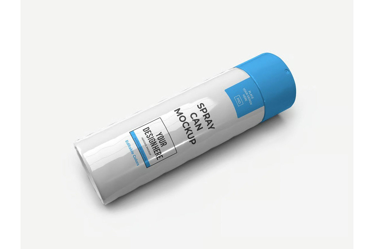 Aerosol Spray Bottle Mockup Template, a Packaging Mockup by DesignRushMarket (Photo 2 of 11)