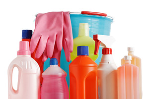 bucket and detergents