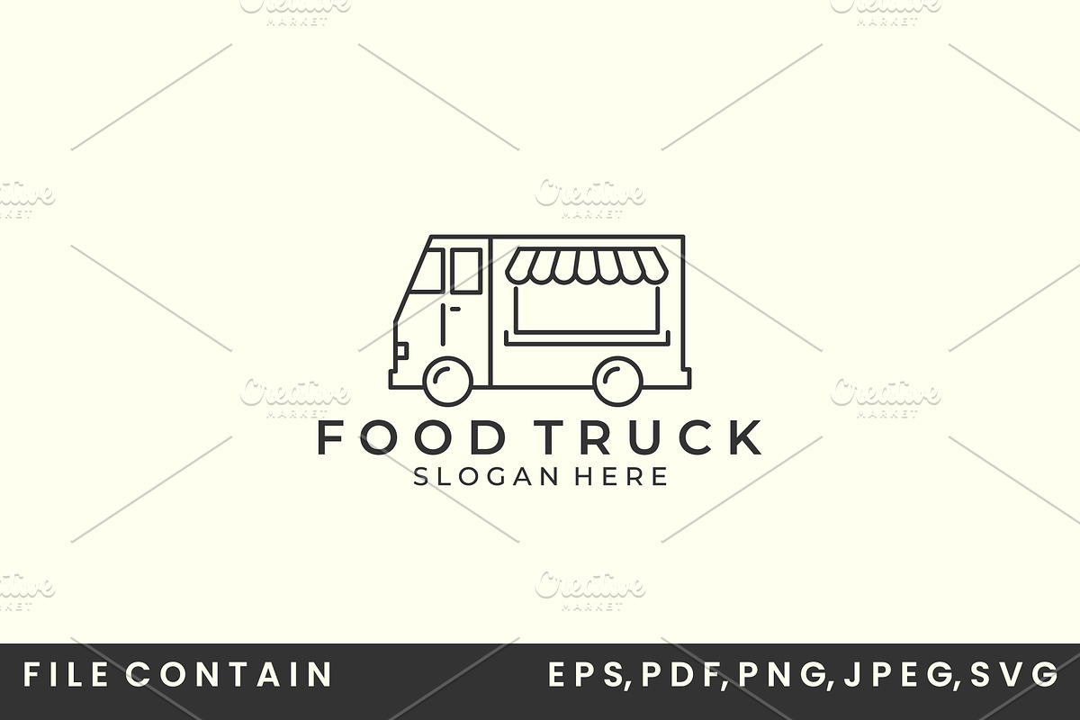 minimalist food truck line art logo, a Branding & Logo Template by SD 22