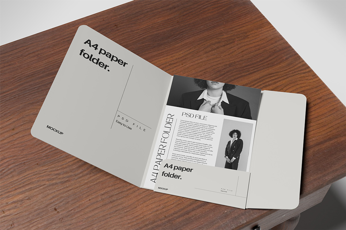 A4 paper folder mockup, an Advertising Mockup by Twins_studio926 (Photo 2 of 5)