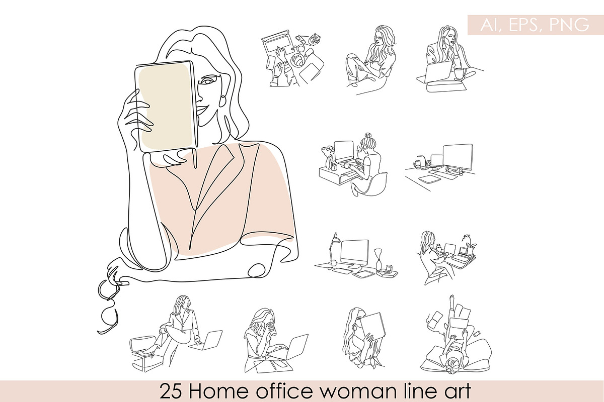 Woman Working at Home Office, a Branding & Logo Template by velychko.ua (Photo 11 of 12)