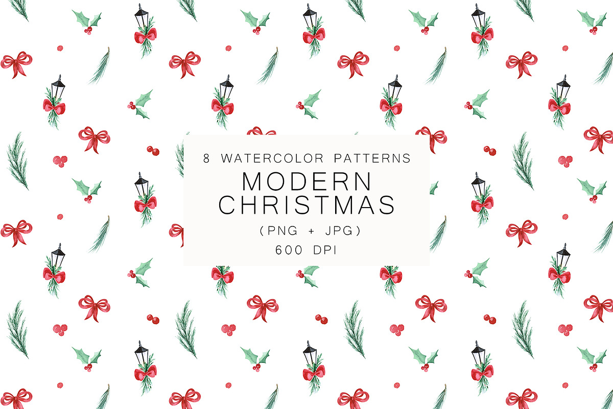 Watercolor Modern Christmas, a Seasonal Illustration by LeriaArt watercolor (Photo 15 of 17)