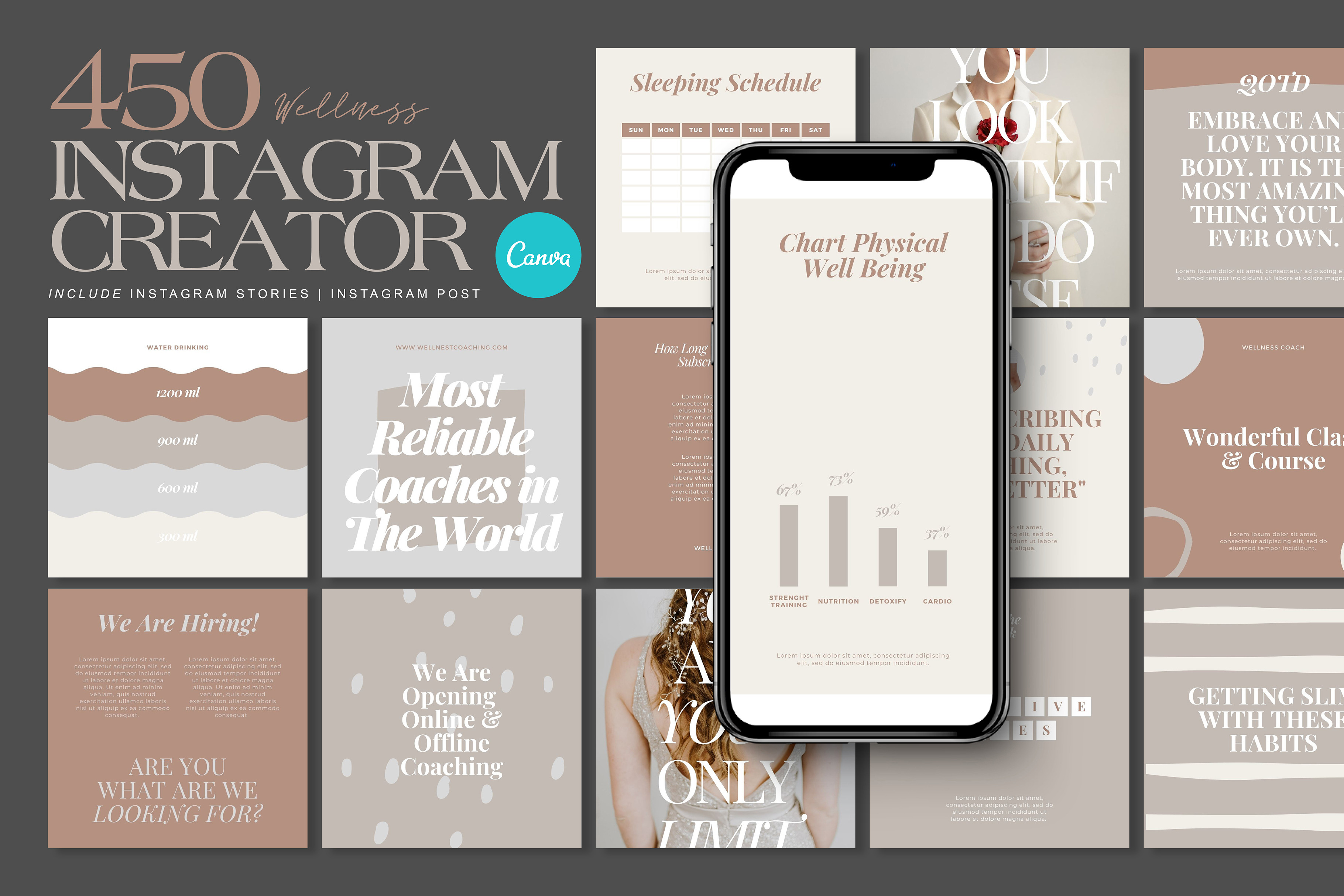 Wellness Instagram Creator Kit CANVA, a Social Media Template by Aprilea