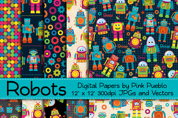 Seamless Robot Patterns or Papers preview 2