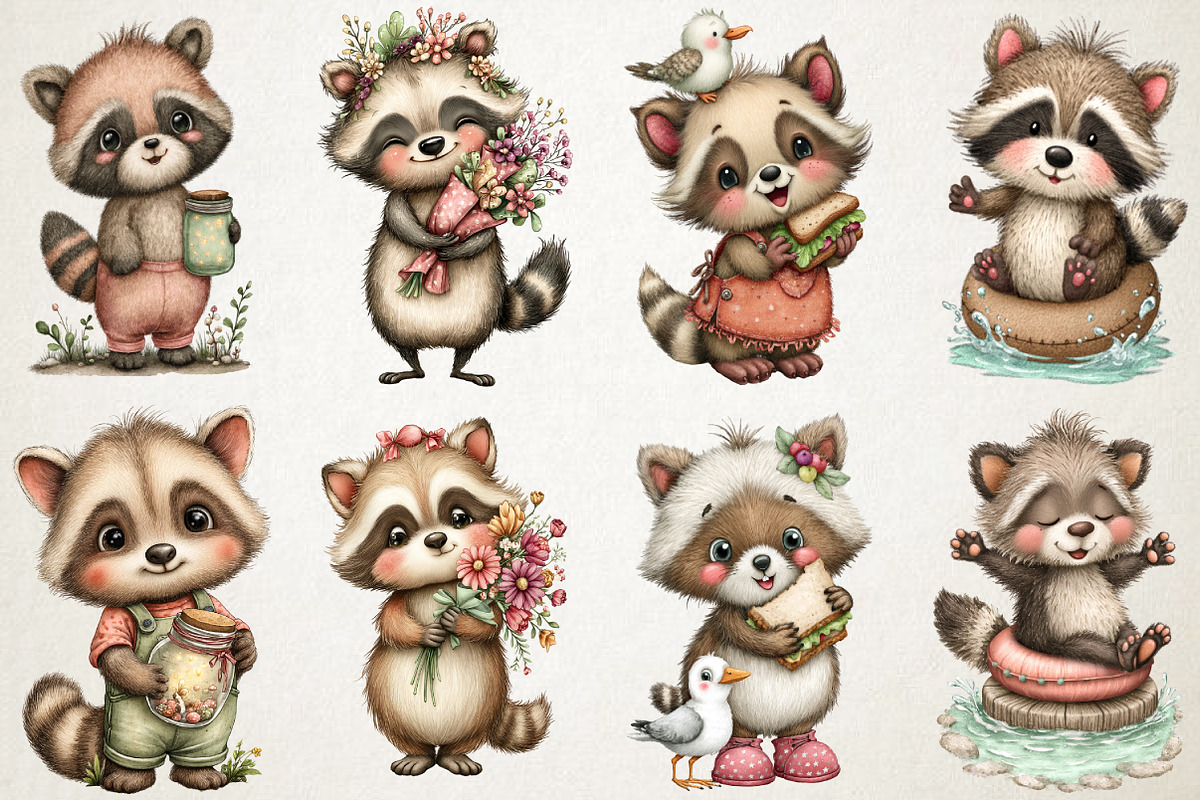 Quirky Raccoon Trash Summer Graphic, an Illustration by RobertsArt (Photo 2 of 6)