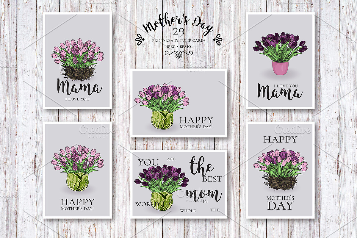 29 Mother's Day tulip cards, an Illustration by NKTN graphics (Photo 5 of 6)