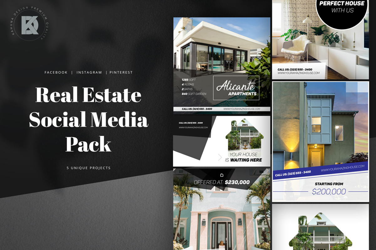 Real Estate Social Media Pack, a Social Media Template by Kahuna Design (Photo 1 of 6)