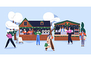 People at Christmas market, fair set, a Seasonal Illustration by Good Studio (Thumbnail 4 of 8)