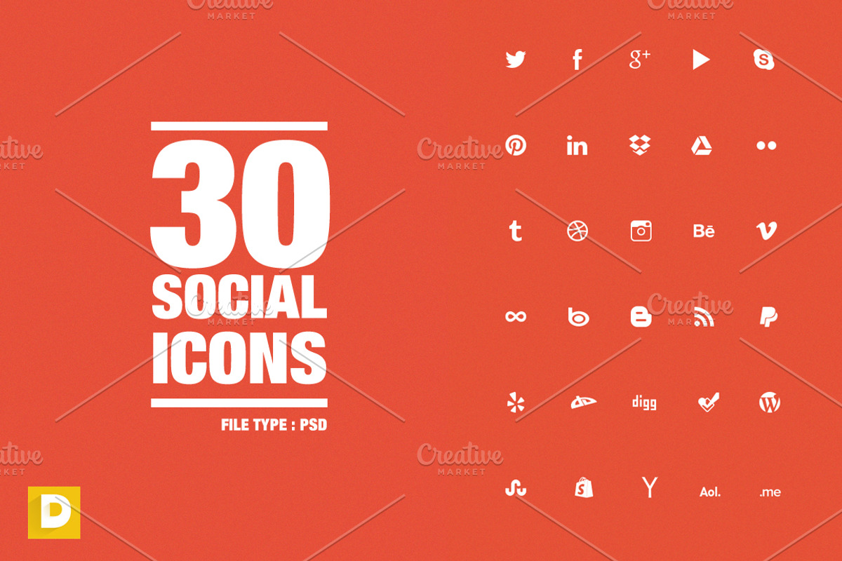 Social Media Icons - PSD, an Icon by DeepDesign (Photo 1 of 2)