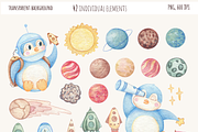 Space Penguin Clipart & Patterns, a Pattern Graphic by Lagniappe Art (Thumbnail 2 of 15)