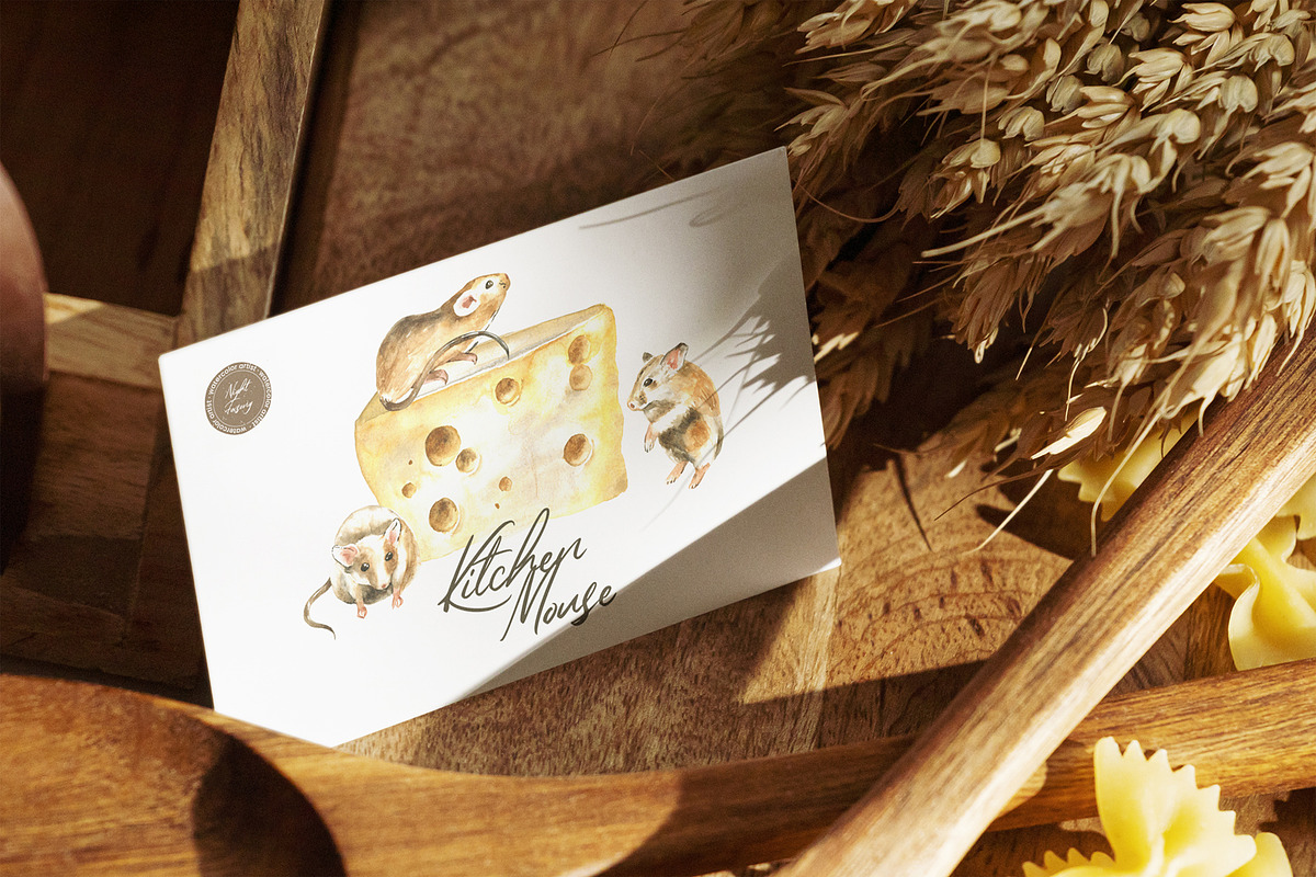 Kitchen Mouse Watercolor Clipart Set, an Animal Illustration by foxsong (Photo 2 of 13)