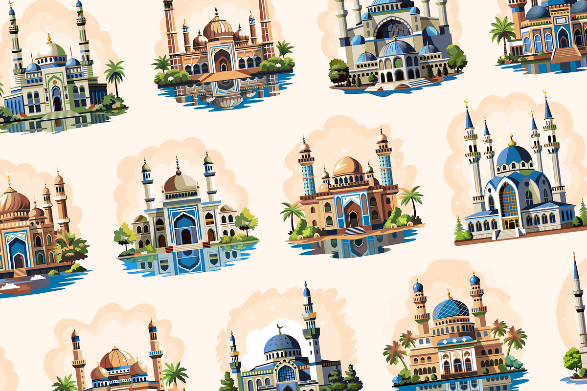 Mosque Illustration Art Set, a Decorative Illustration by Prosymbols (Photo 5 of 10)