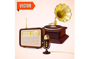 3d Retro Audio Electronics Set, an Object Graphic by 35lab