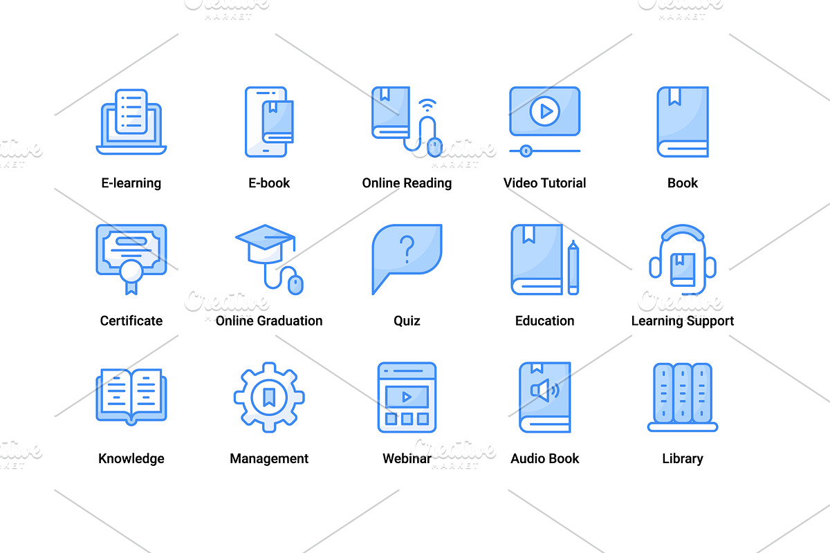 E-Learning creative icon set, an Outline Icon by Vector Squad (Photo 4 of 5)