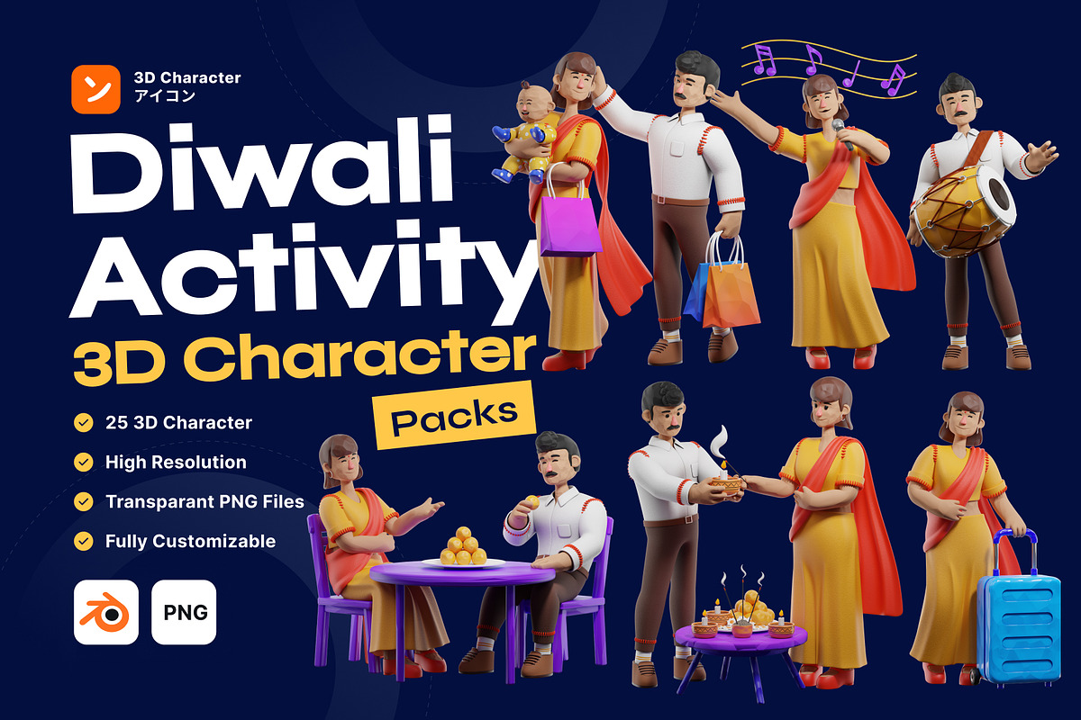 Diwali Activity 3D character, a Characters & Person 3D Model by orenjidesign (Photo 1 of 8)