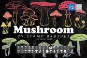 Mushroom Photoshop Stamp Brushes, a Brush Add-On by ArtistMef (Thumbnail 1 of 4)