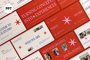 Red Cream Modern Company Profile PPT, a Presentation Template by graphicook