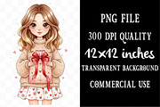 Whimsical Valentine's Day Cute Girl, an Illustration by Designking (Thumbnail 4 of 5)