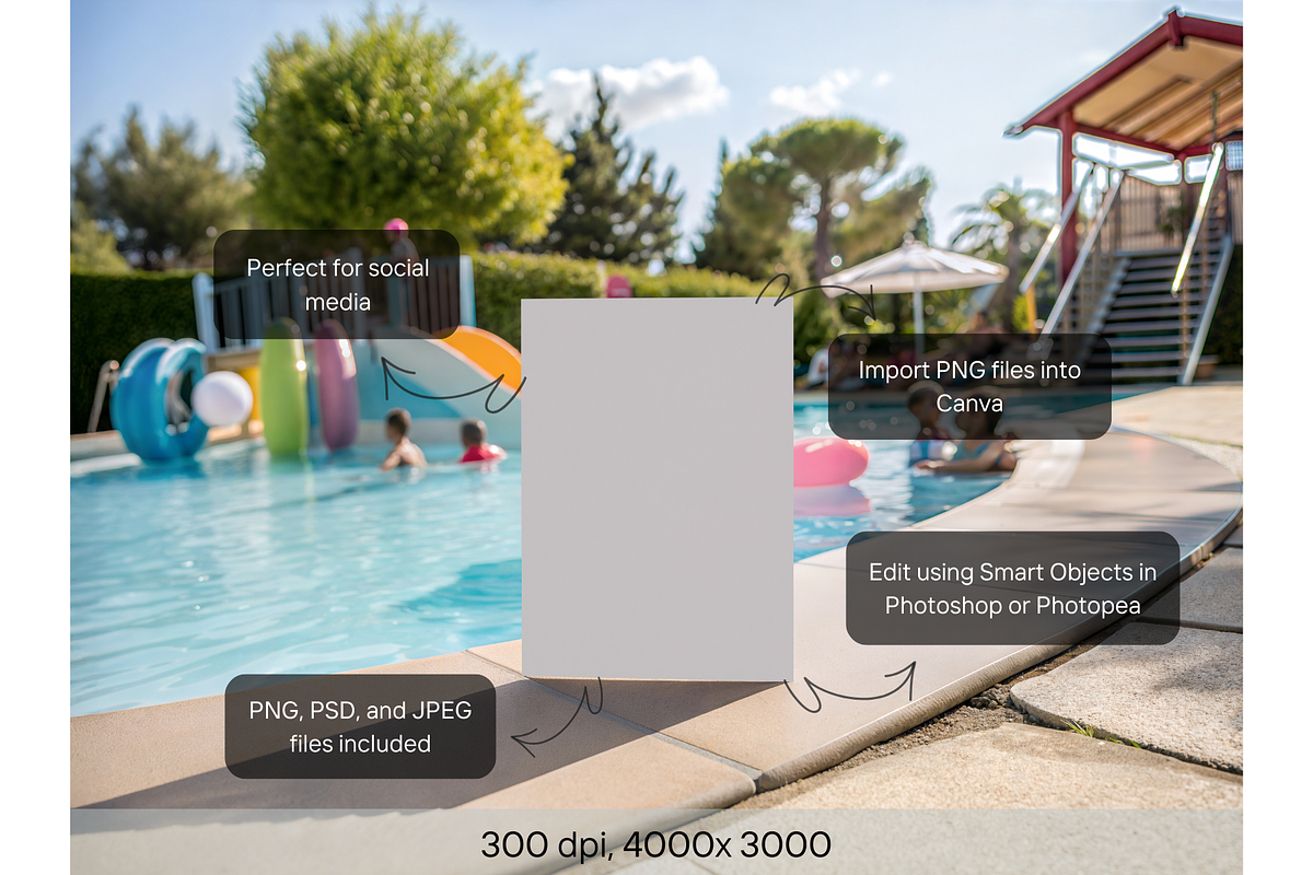 Fun Poolside Party Invitation Mockup, a Product Mockup by MockupWizard (Photo 2 of 5)