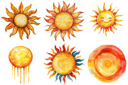 Watercolor Sun Designs for Summer, an Illustration by Pixels.Craft (Thumbnail 6 of 7)