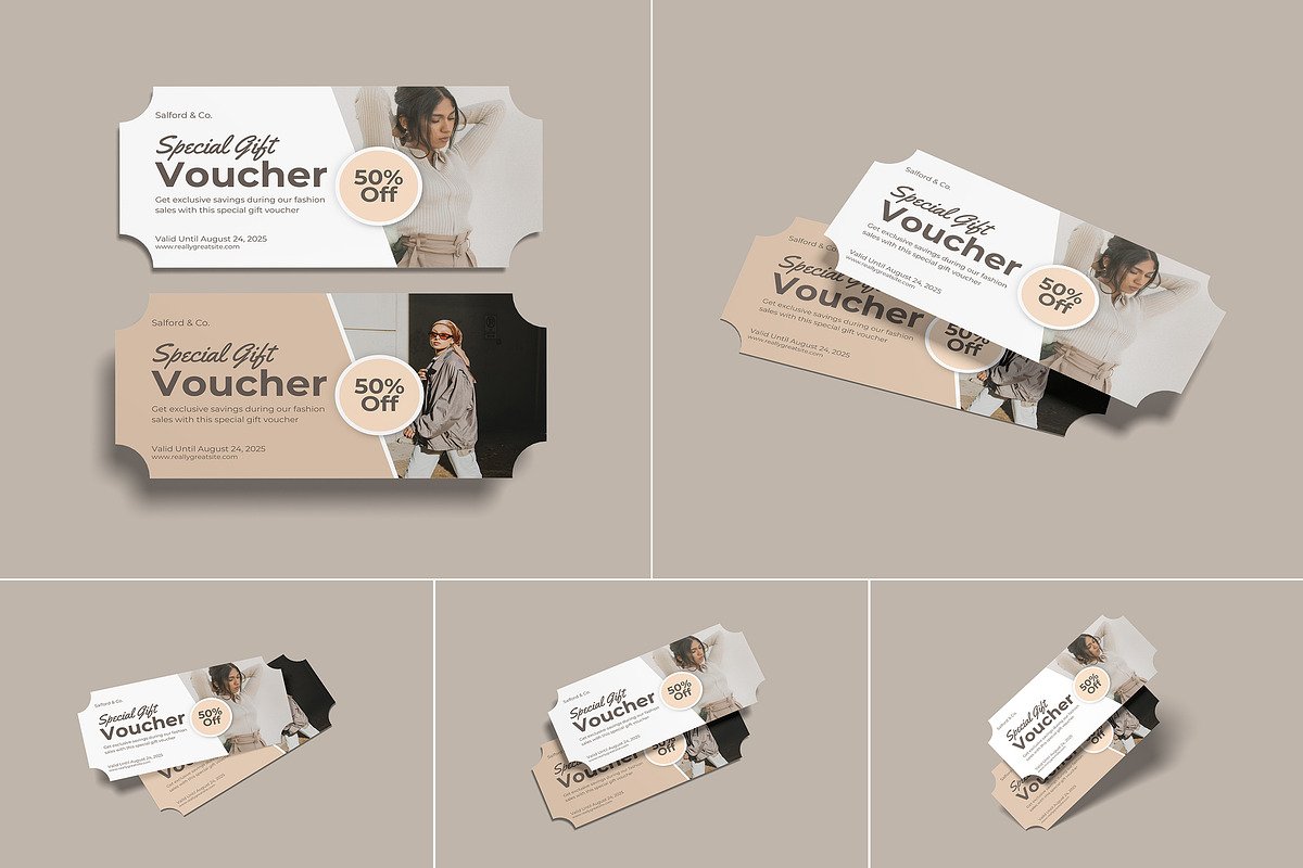 Gift Voucher Mockup, an Advertising Mockup by suciamairastd (Photo 1 of 6)